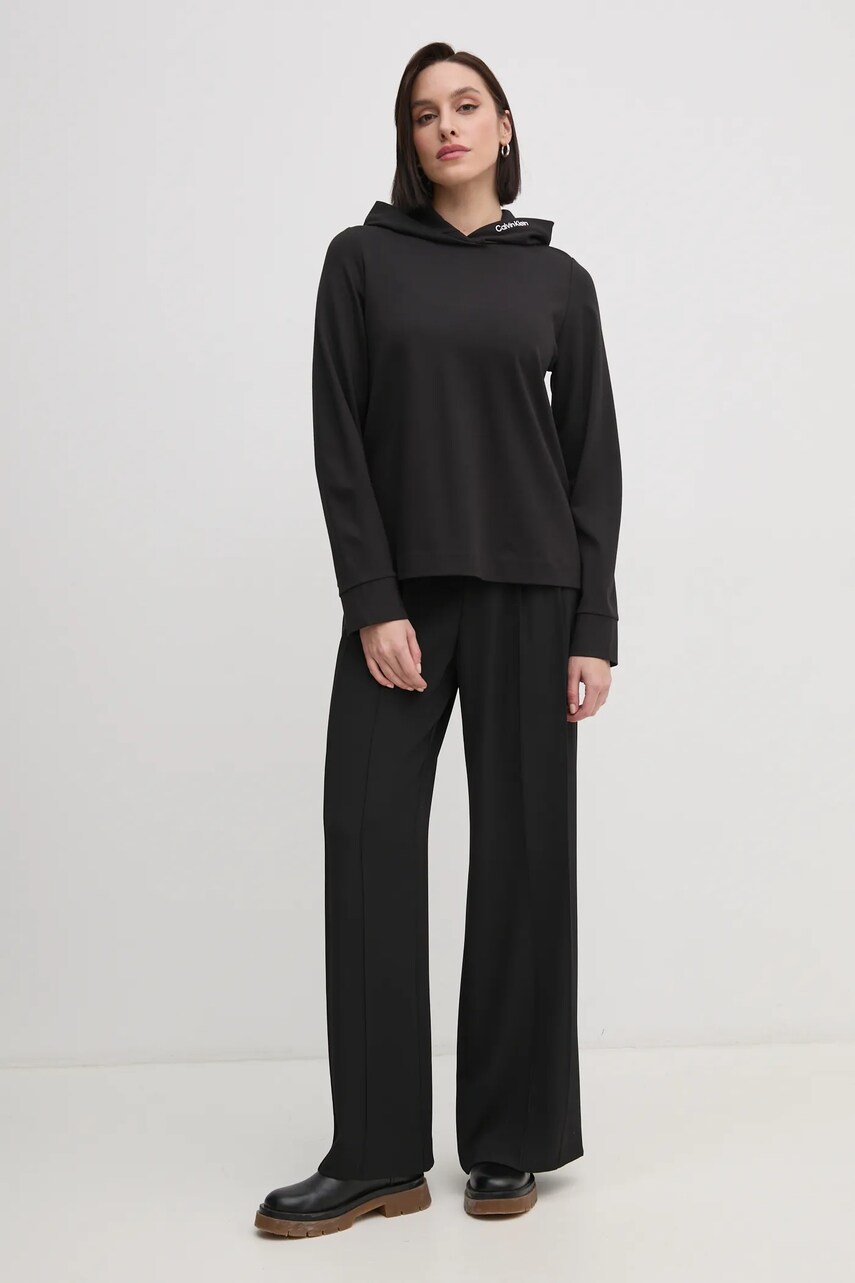 Кофта Calvin Klein Jeans жіноча колір чорний з капюшоном однотонна J20J224722