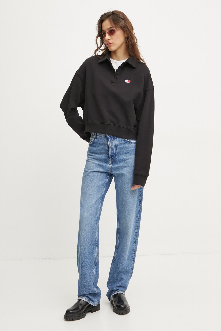 Бавовняна кофта Tommy Jeans жіноча колір чорний візерунок DW0DW19409