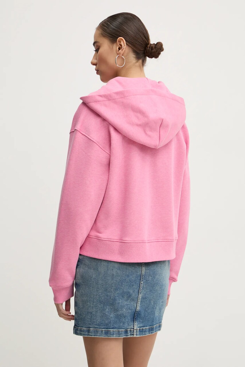 Бавовняна кофта Tommy Jeans жіноча колір рожевий з капюшоном однотонна DW0DW19412