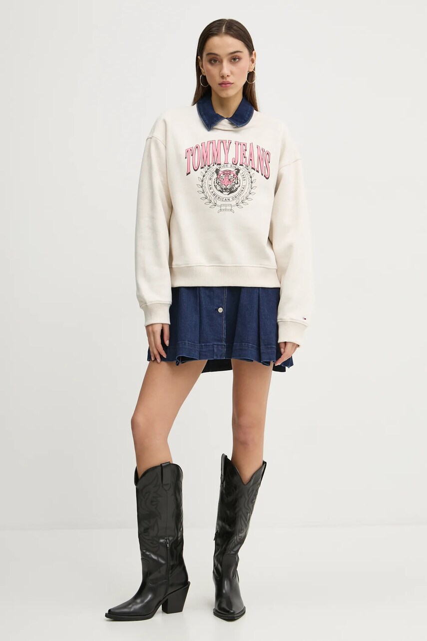 Кофта Tommy Jeans жіноча колір бежевий з принтом DW0DW20211