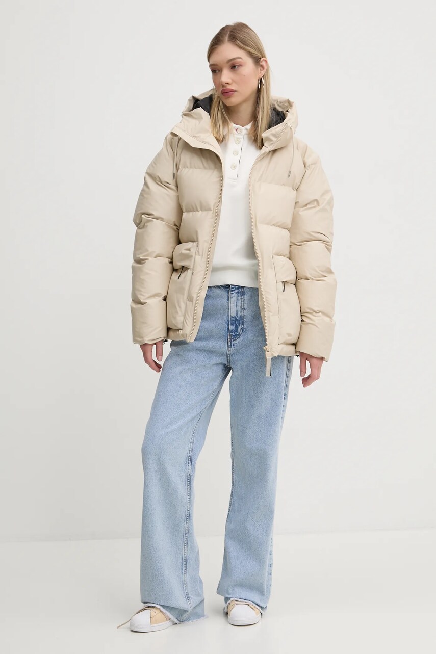 Бавовняна кофта Tommy Jeans жіноча колір бежевий з аплікацією DW0DW20537
