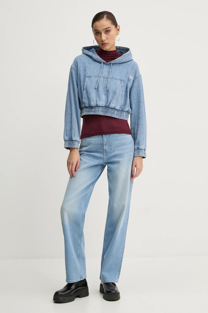 Бавовняна кофта Tommy Jeans жіноча з капюшоном з аплікацією DW0DW20539