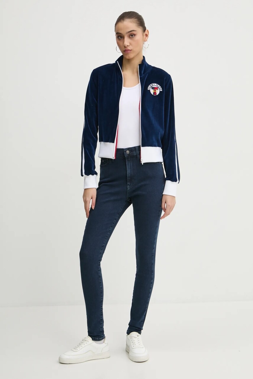 Кофта Tommy Jeans жіноча колір синій однотонна DW0DW20565