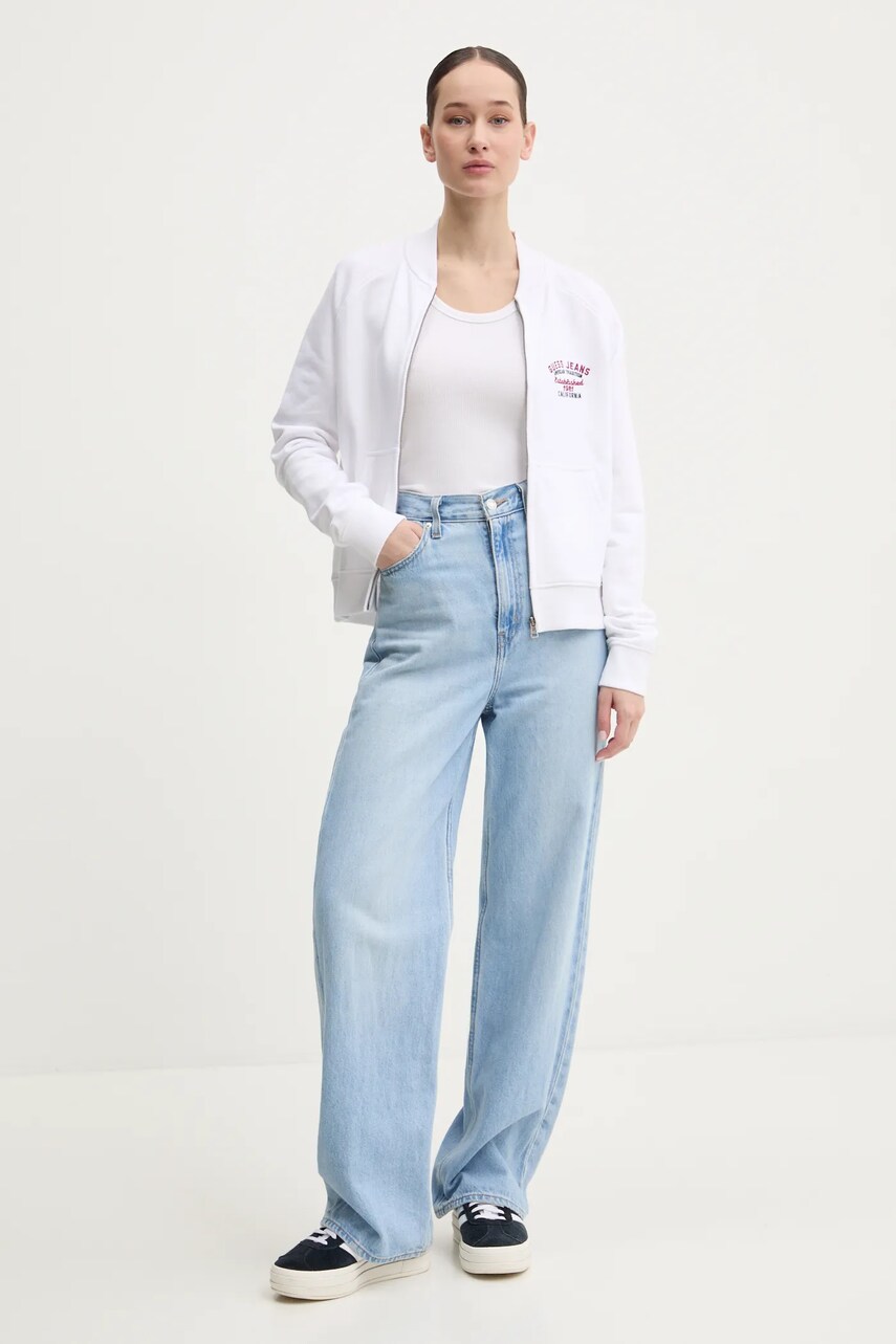 Бавовняна кофта Guess Jeans жіноча колір білий з аплікацією W5RQ22 K68I4
