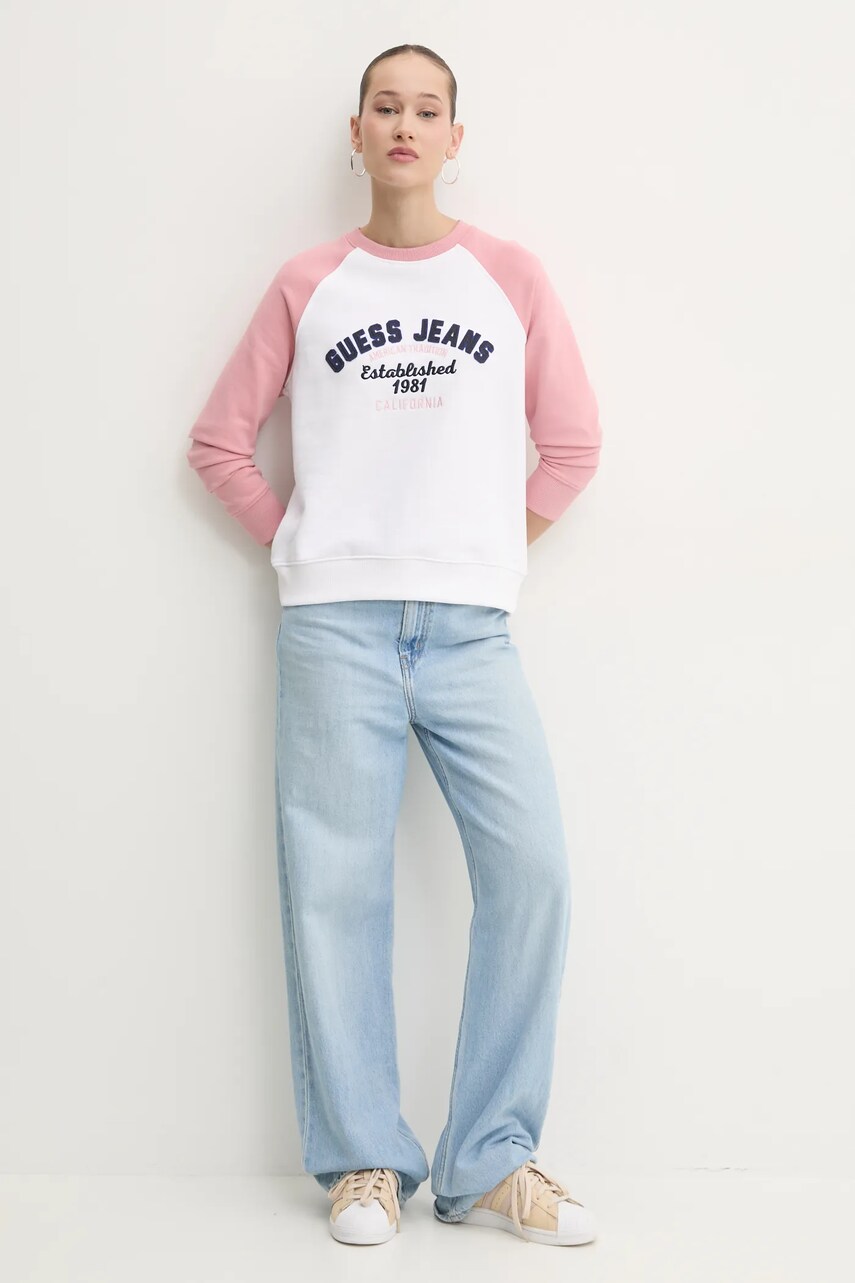 Бавовняна кофта Guess Jeans жіноча колір білий з аплікацією W5RQ23 K68I4