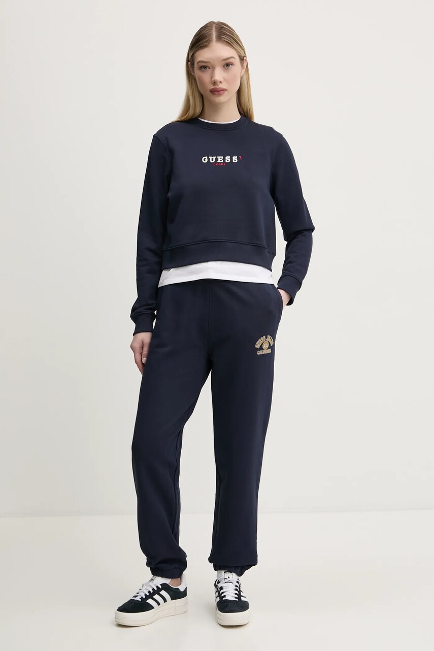 Бавовняна кофта Guess Jeans жіноча колір синій з принтом W5RQ28 K68I4
