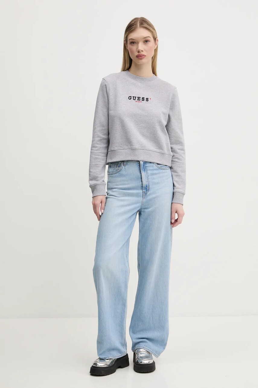 Бавовняна кофта Guess Jeans жіноча колір сірий з принтом W5RQ28 K68I4