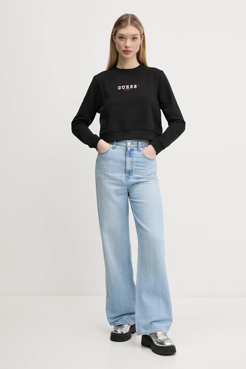Бавовняна кофта Guess Jeans жіноча колір чорний з принтом W5RQ28 K68I4