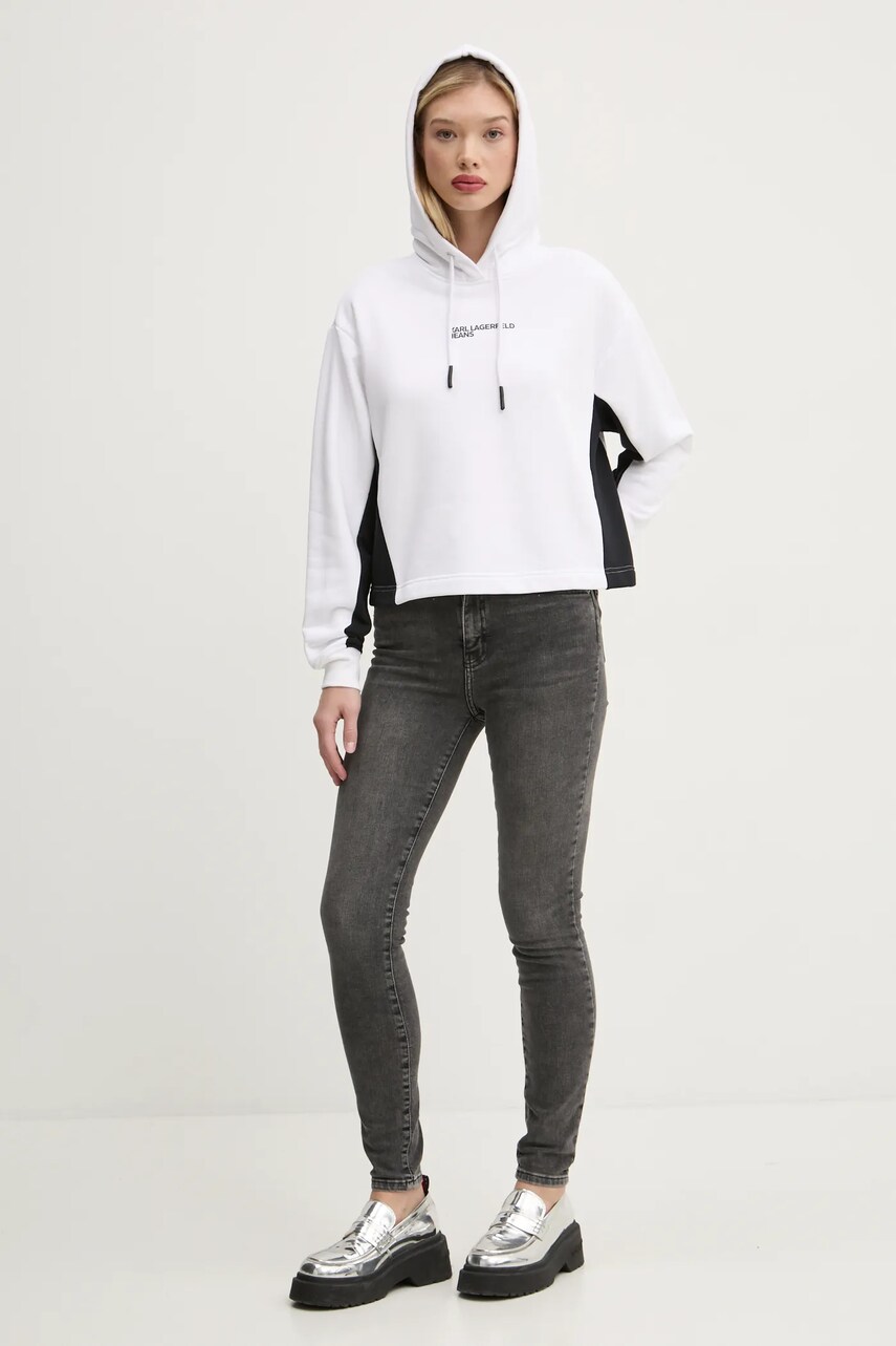 Кофта Karl Lagerfeld Jeans жіноча колір білий з капюшоном з принтом A1W20017