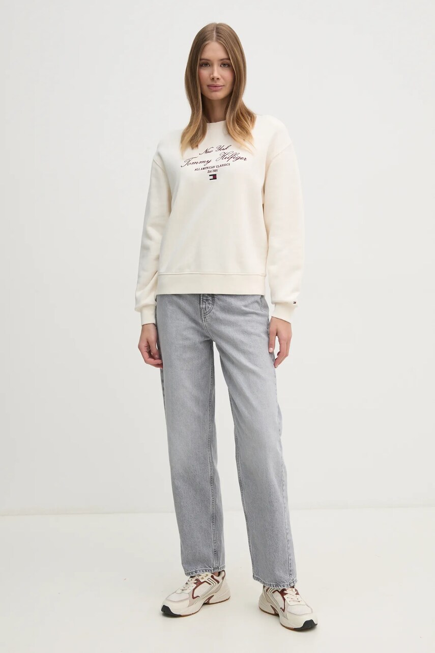 Кофта Tommy Hilfiger жіноча колір бежевий з аплікацією WW0WW43844
