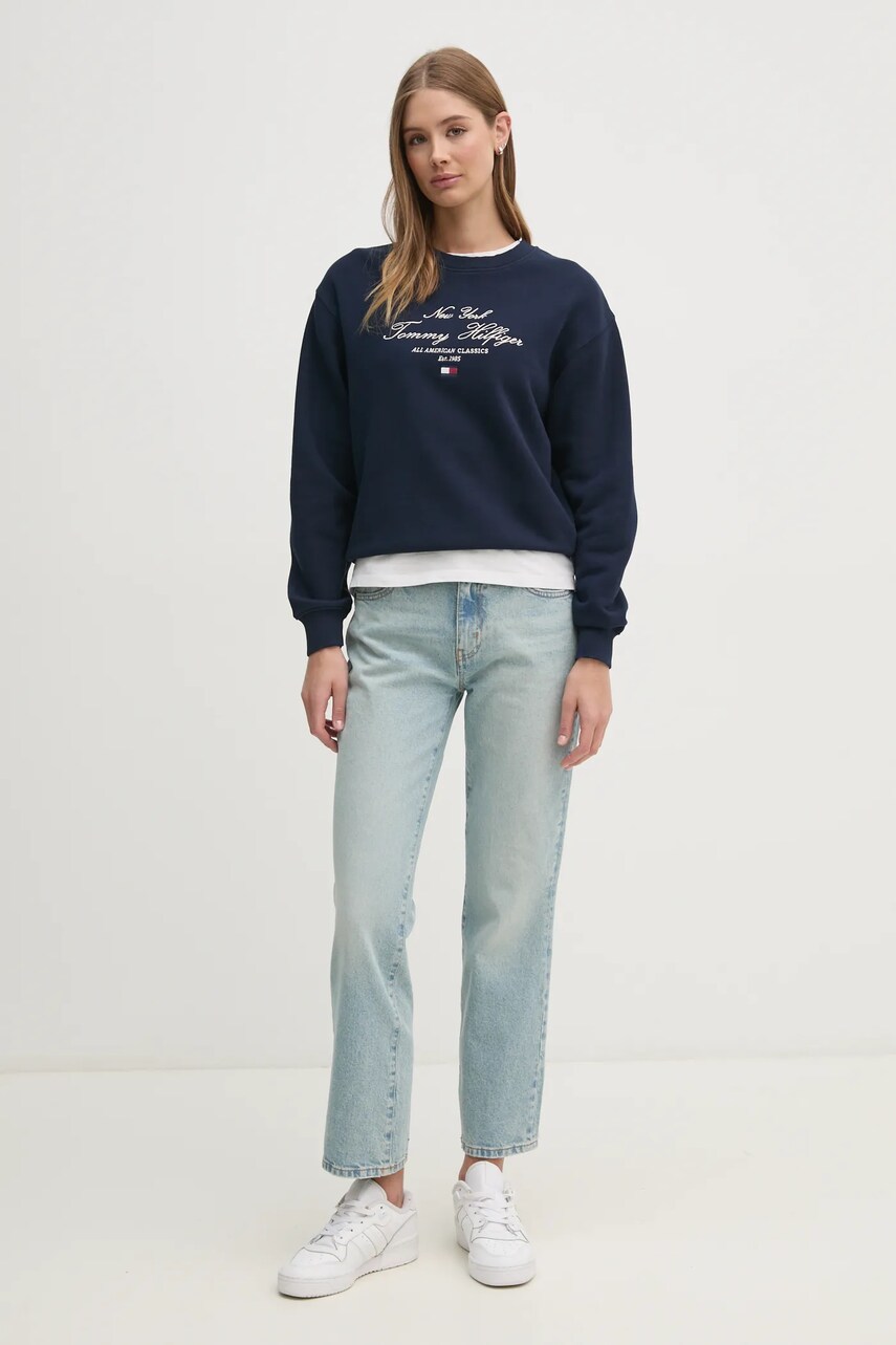 Кофта Tommy Hilfiger жіноча колір синій з аплікацією WW0WW43844
