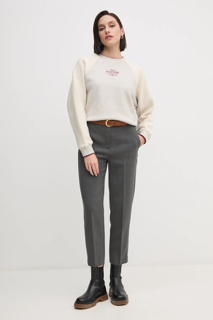 Кофта Tommy Hilfiger жіноча колір сірий з аплікацією WW0WW43845