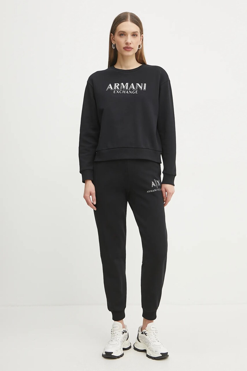 Бавовняна кофта Armani Exchange жіноча колір чорний з принтом XW000159 AF11851