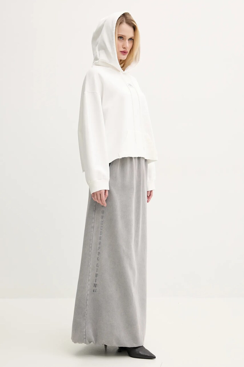 Бавовняна кофта MM6 Maison Margiela жіноча колір білий з капюшоном з аплікацією S52GU0235