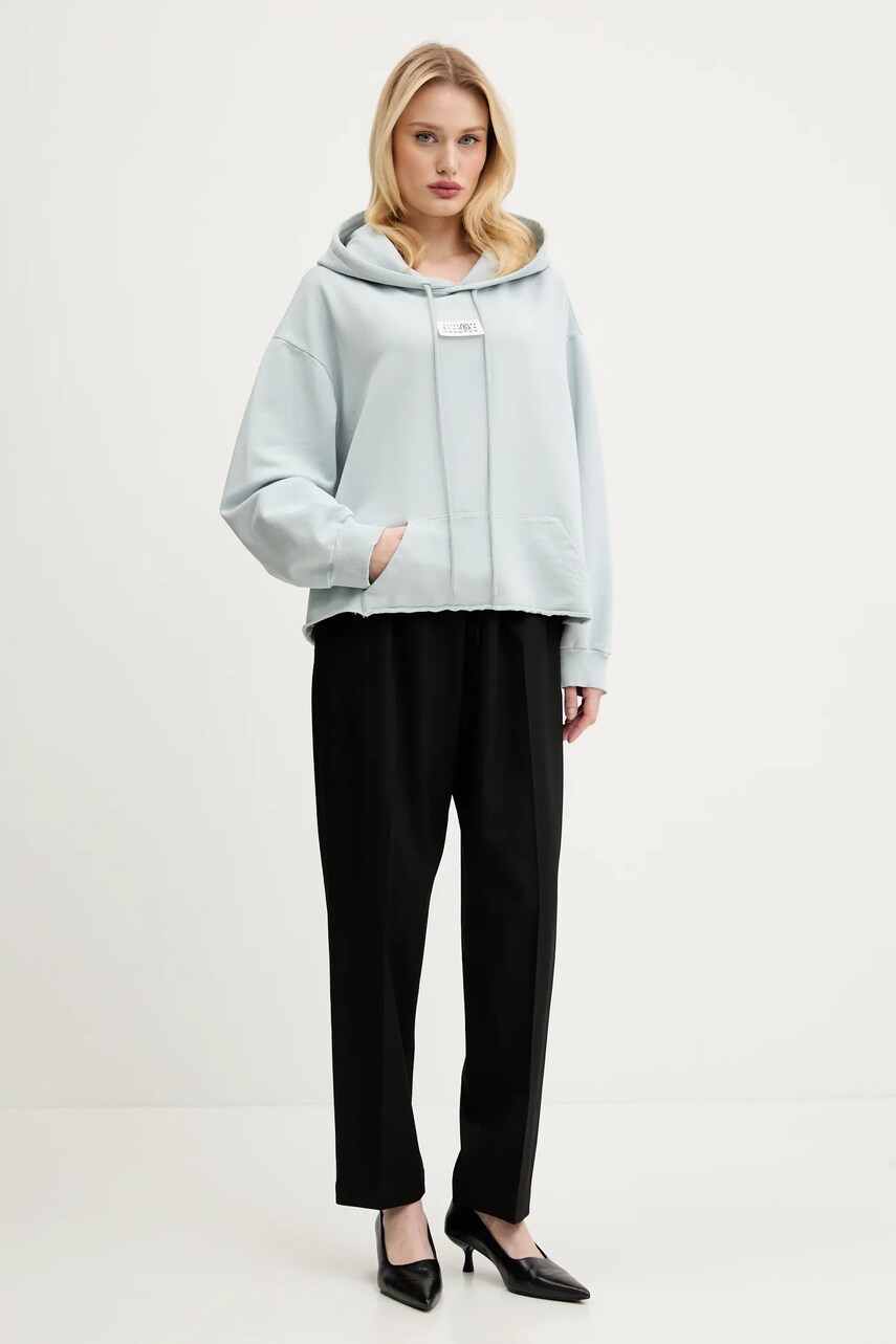 Бавовняна кофта MM6 Maison Margiela жіноча з капюшоном з аплікацією S52GU0235