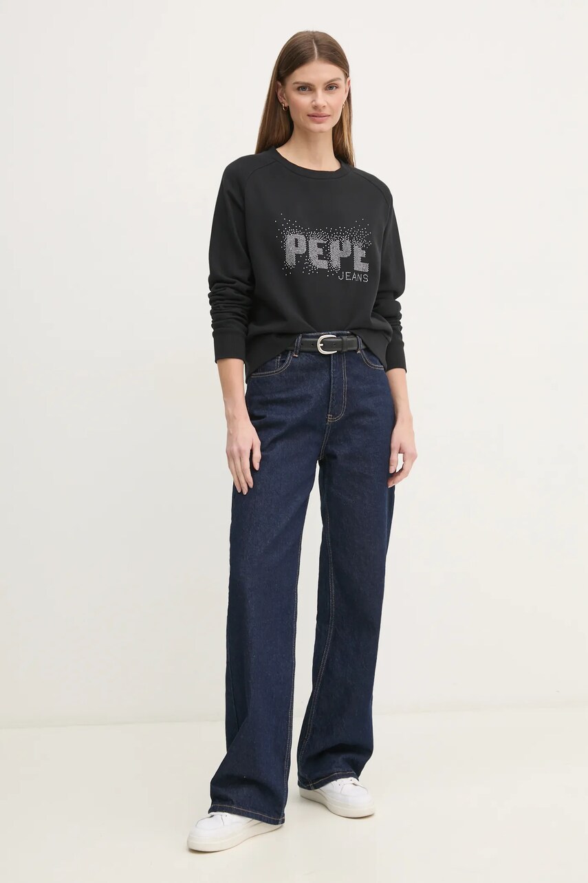 Кофта Pepe Jeans LUNA жіноча колір чорний з аплікацією PL581466