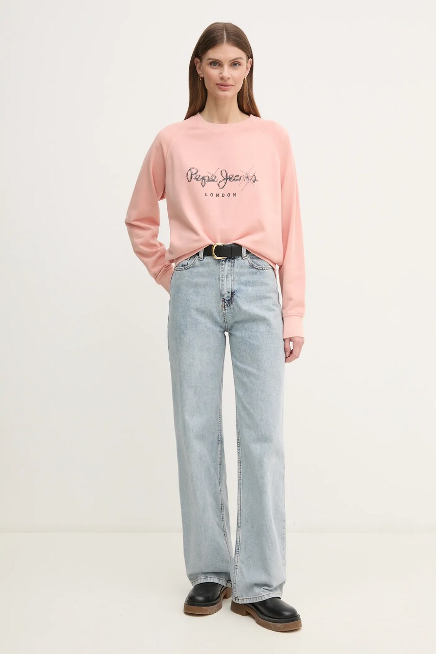 Кофта Pepe Jeans LUPITA жіноча колір рожевий з принтом PL581467