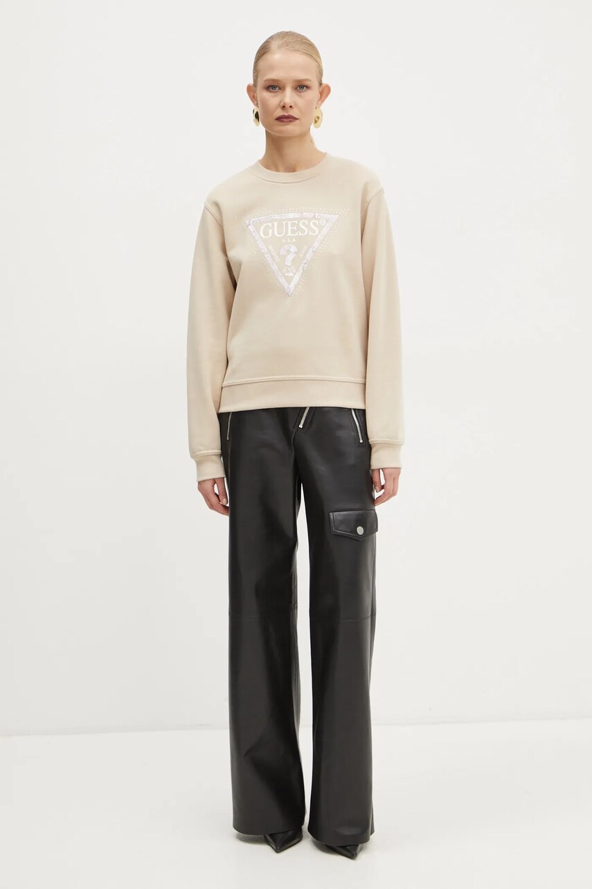 Кофта Guess жіноча колір бежевий з аплікацією W5RQ09 K8802