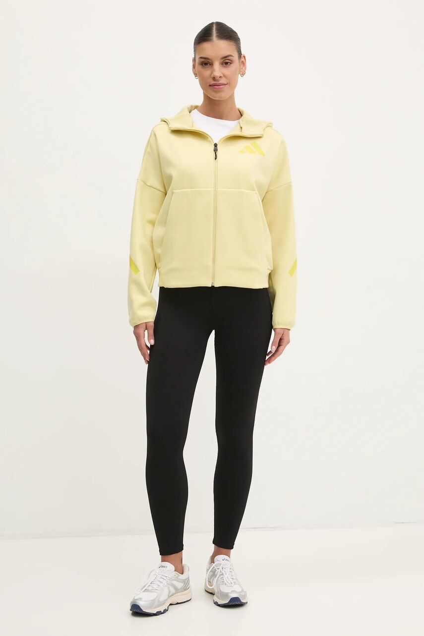 Кофта adidas Z.N.E. жіноча колір жовтий з капюшоном з принтом JJ4753