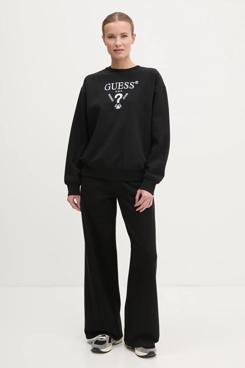 Кофта Guess ROBERTA жіноча колір чорний з аплікацією V5RQ12 KC3D2