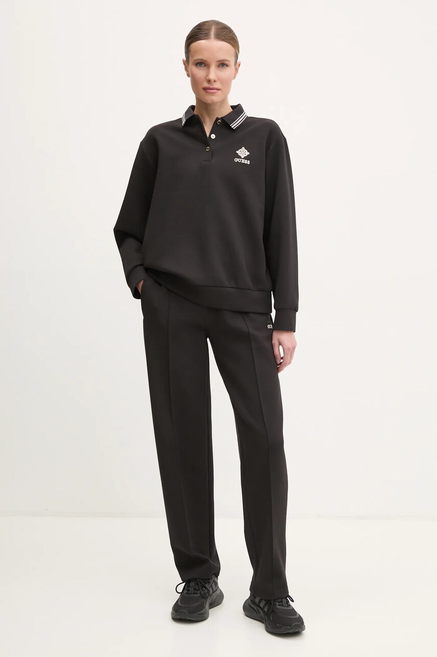 Кофта Guess MARGARET жіноча колір чорний з аплікацією V5RQ01 KCLD1
