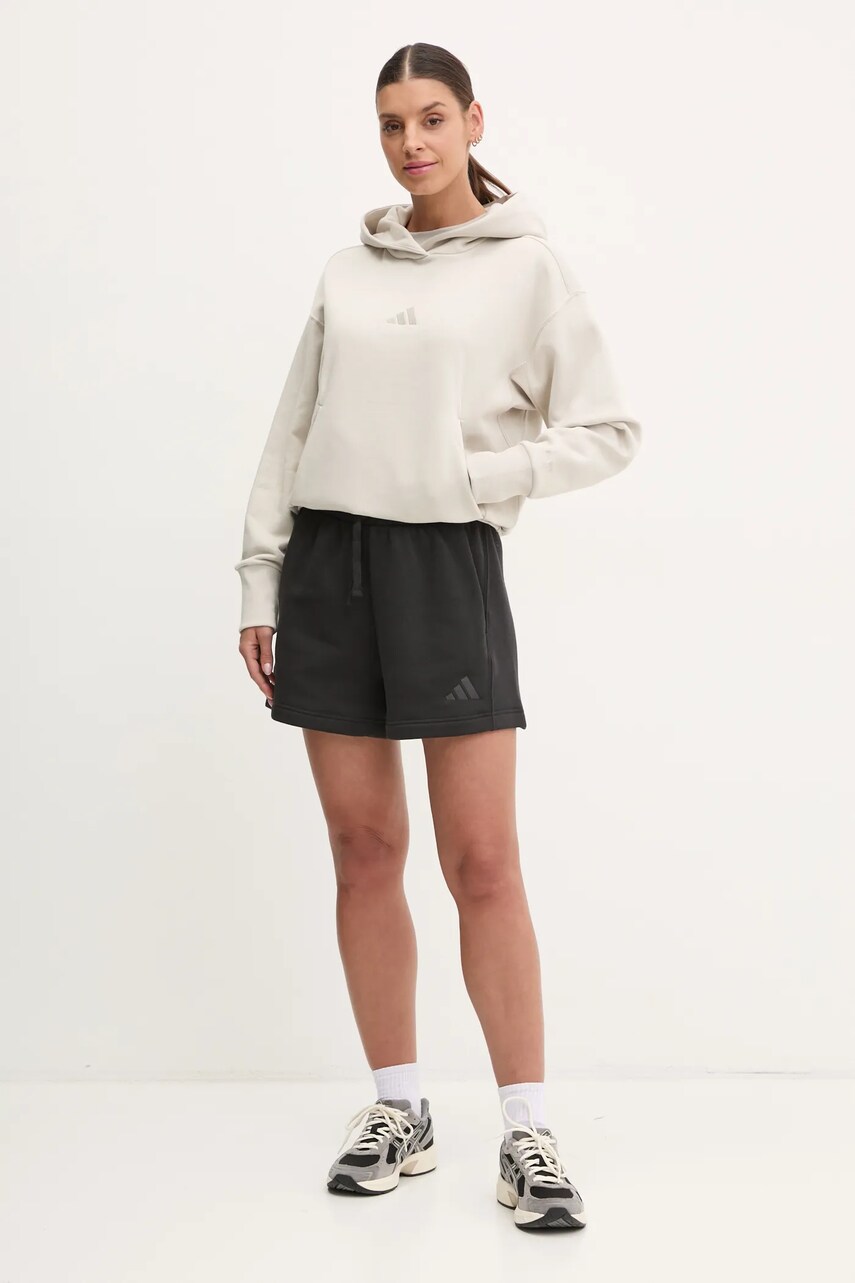 Кофта adidas ALL SZN жіноча колір бежевий з капюшоном з аплікацією JD4675
