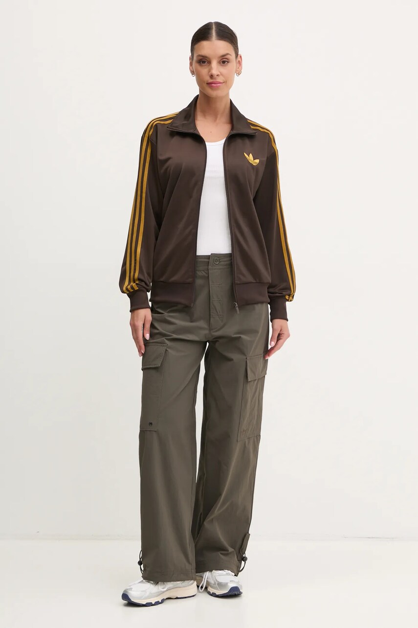 Кофта adidas Originals Firebird жіноча колір коричневий з аплікацією JP2297