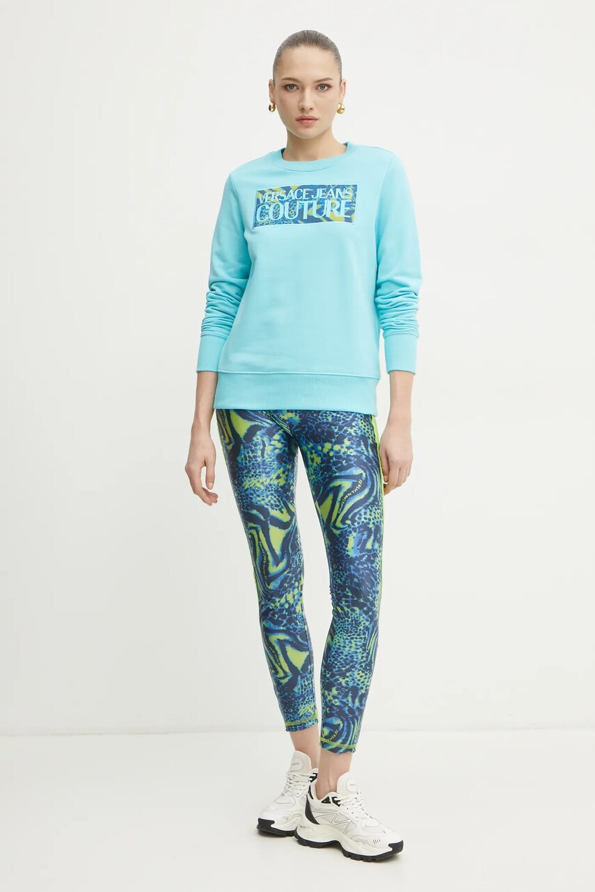 Купити Бавовняна кофта Versace Jeans Couture жіноча колір бірюзовий з принтом 78HAIE04 CF00E – головне зображення