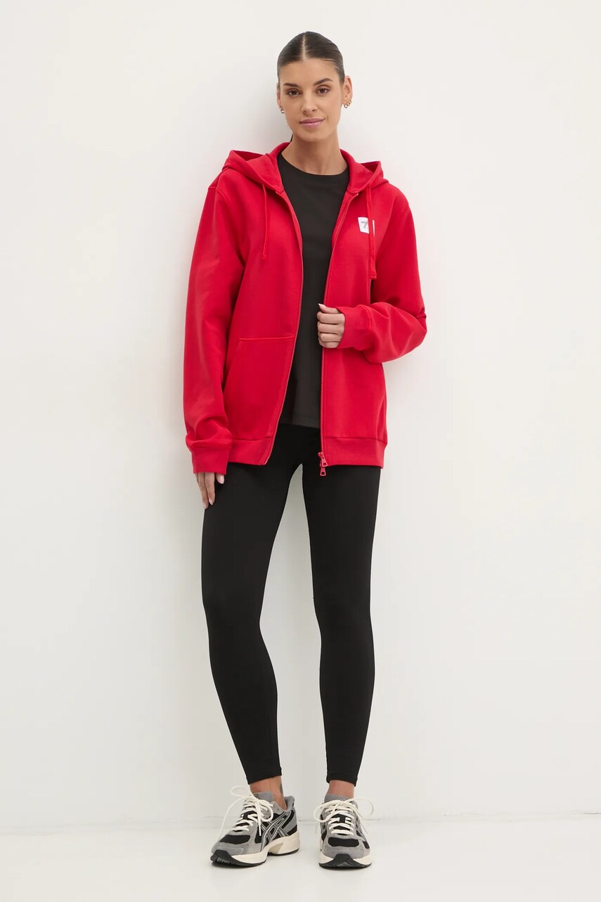 Кофта EA7 Emporio Armani жіноча колір червоний з капюшоном з принтом AF12116.7X000044