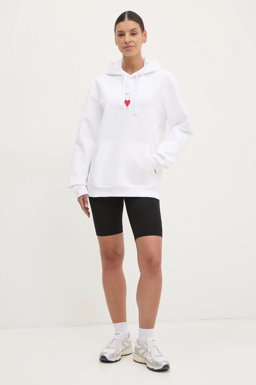 Кофта EA7 Emporio Armani жіноча колір білий з капюшоном з принтом AF12116.7X000043