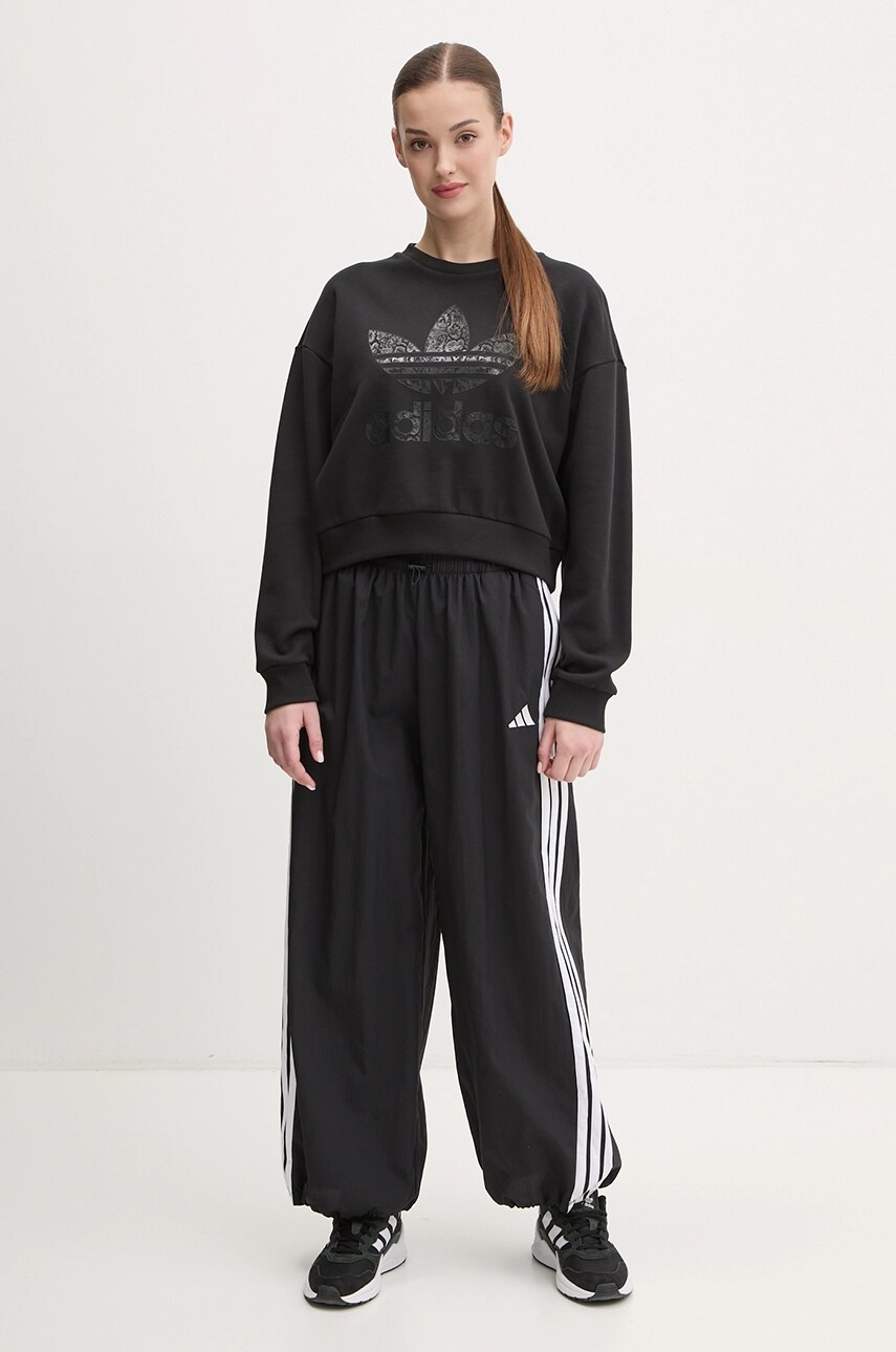 Бавовняна кофта adidas Originals SNAKE CREW жіноча колір чорний з принтом JN7291