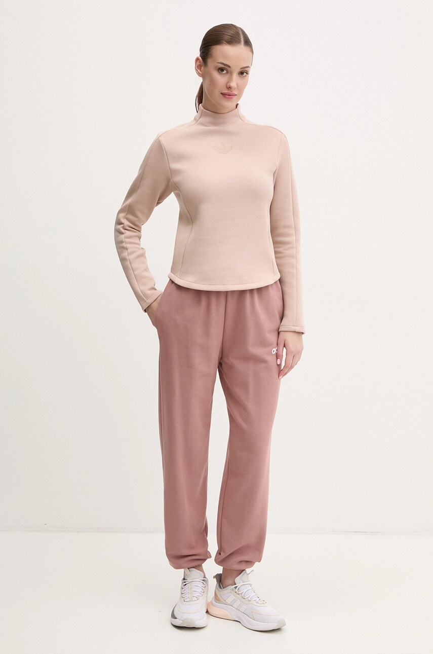 Кофта adidas Originals INTERLOCK LS жіноча колір бежевий однотонна JJ0938