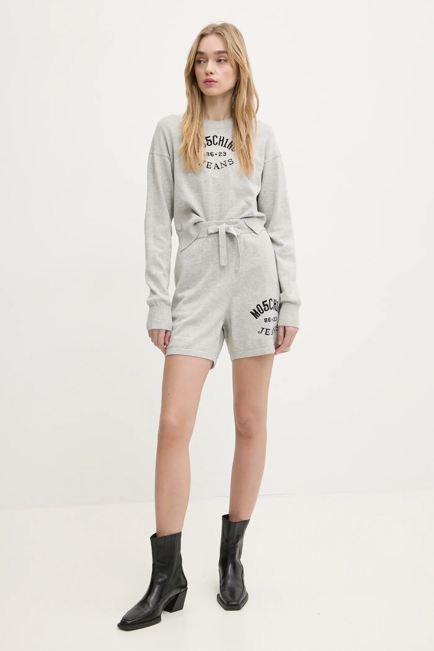 Бавовняний светр Moschino Jeans колір сірий легкий 0907 3201