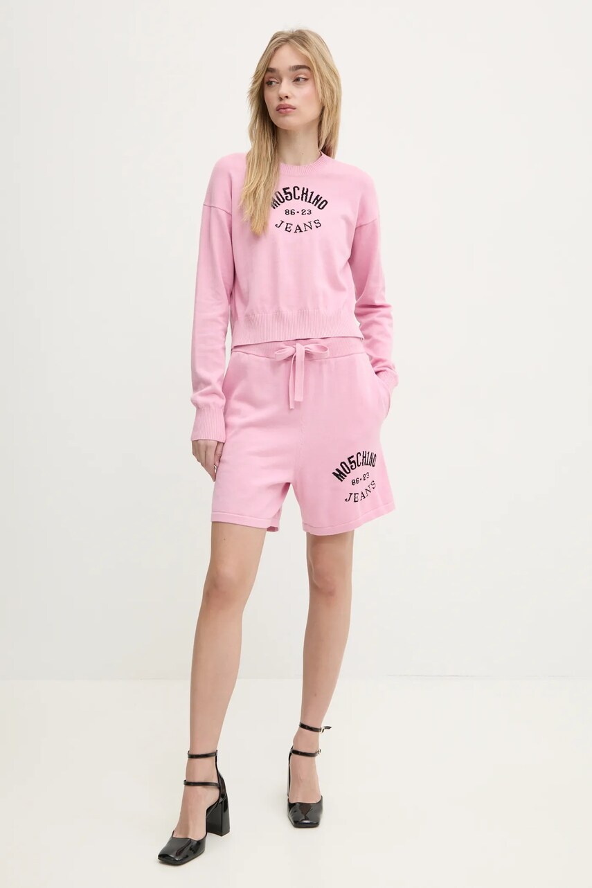 Бавовняний светр Moschino Jeans колір рожевий легкий 0907 3201