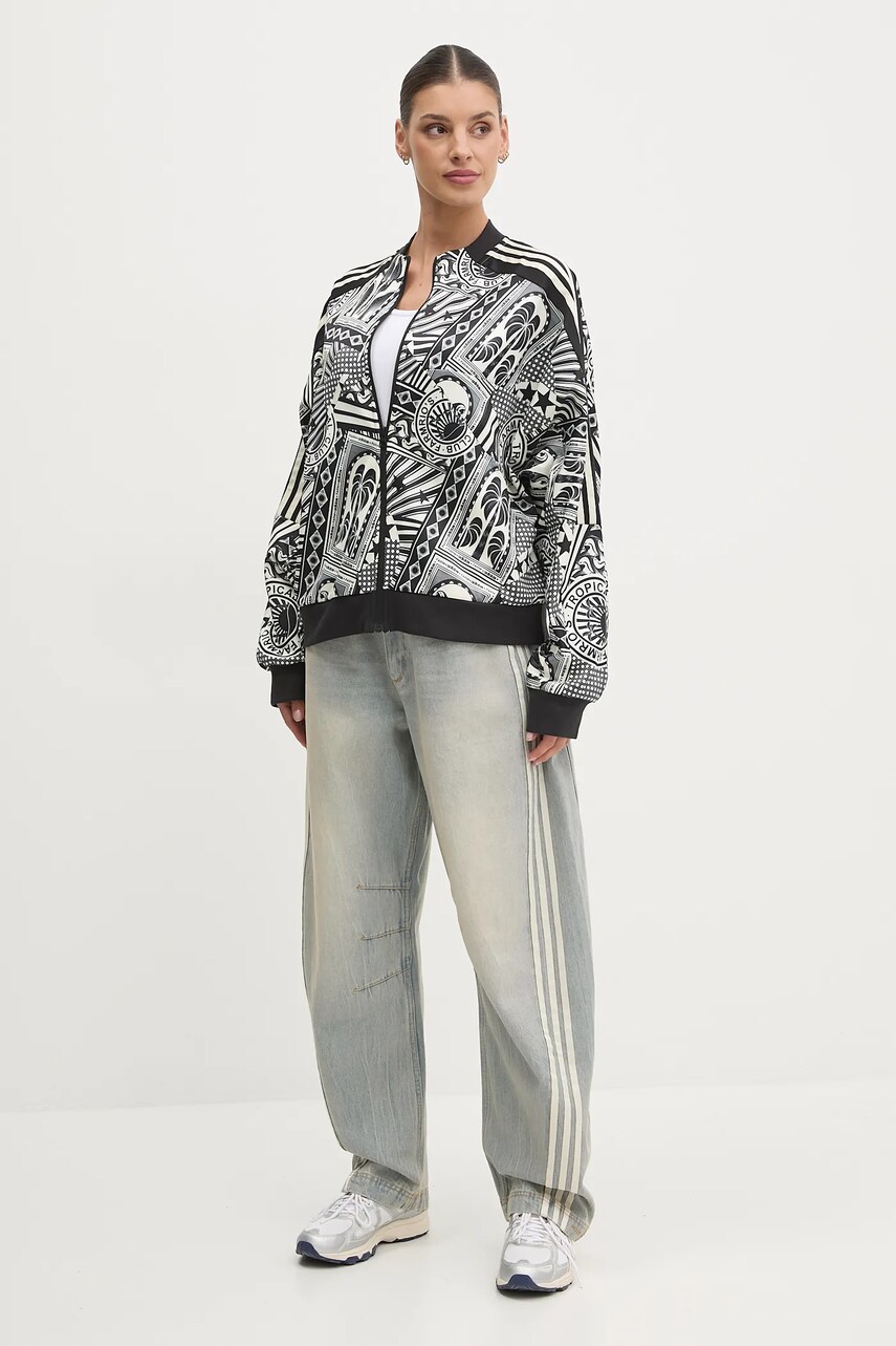 Кофта adidas x Farm Rio жіноча колір чорний візерунок JD6296
