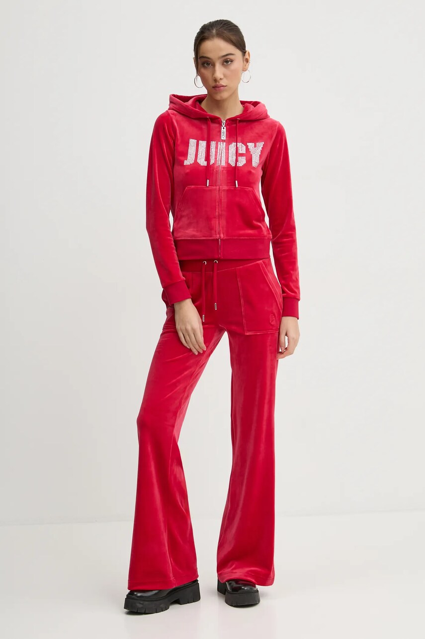 Кофта Juicy Couture жіноча колір червоний з капюшоном з аплікацією JCBAS125861