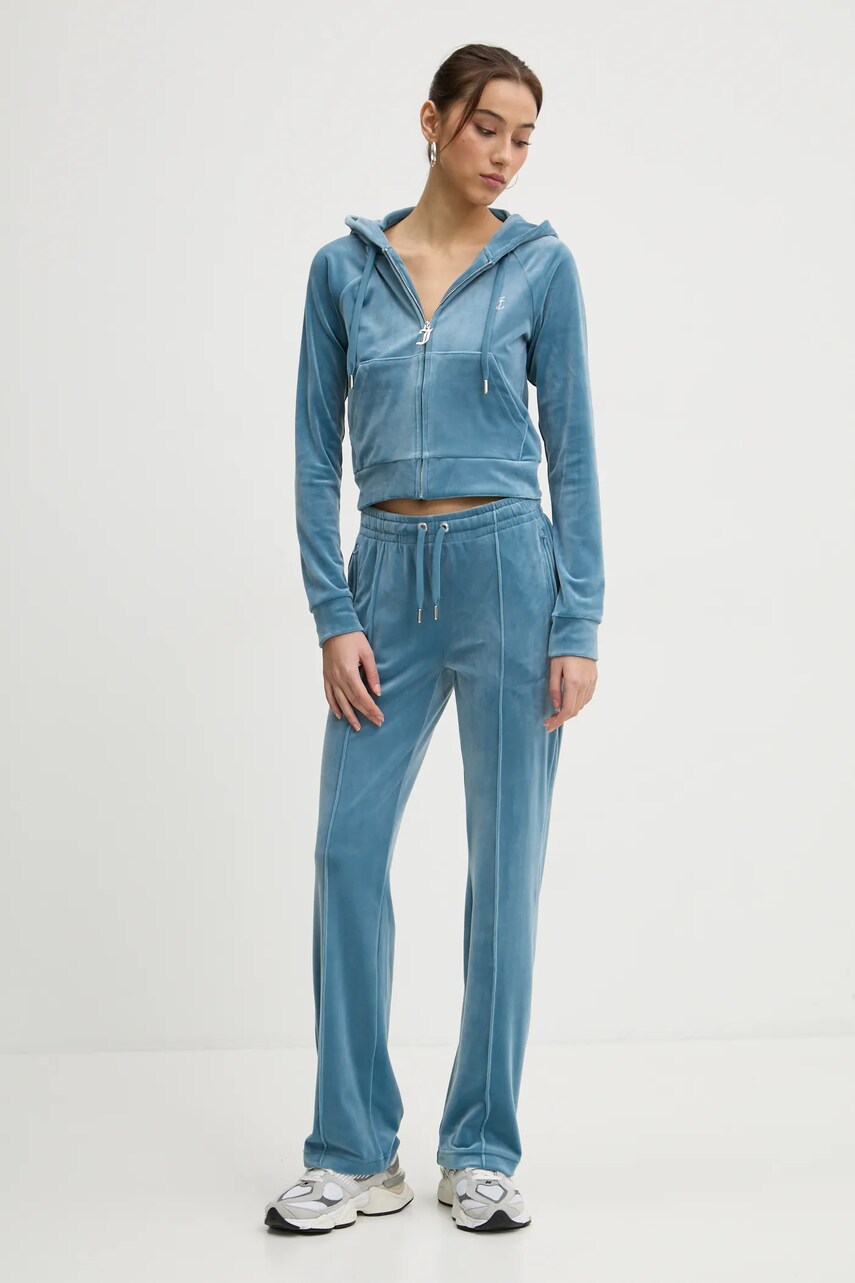 Кофта Juicy Couture жіноча колір бірюзовий з капюшоном з аплікацією JCWA122001