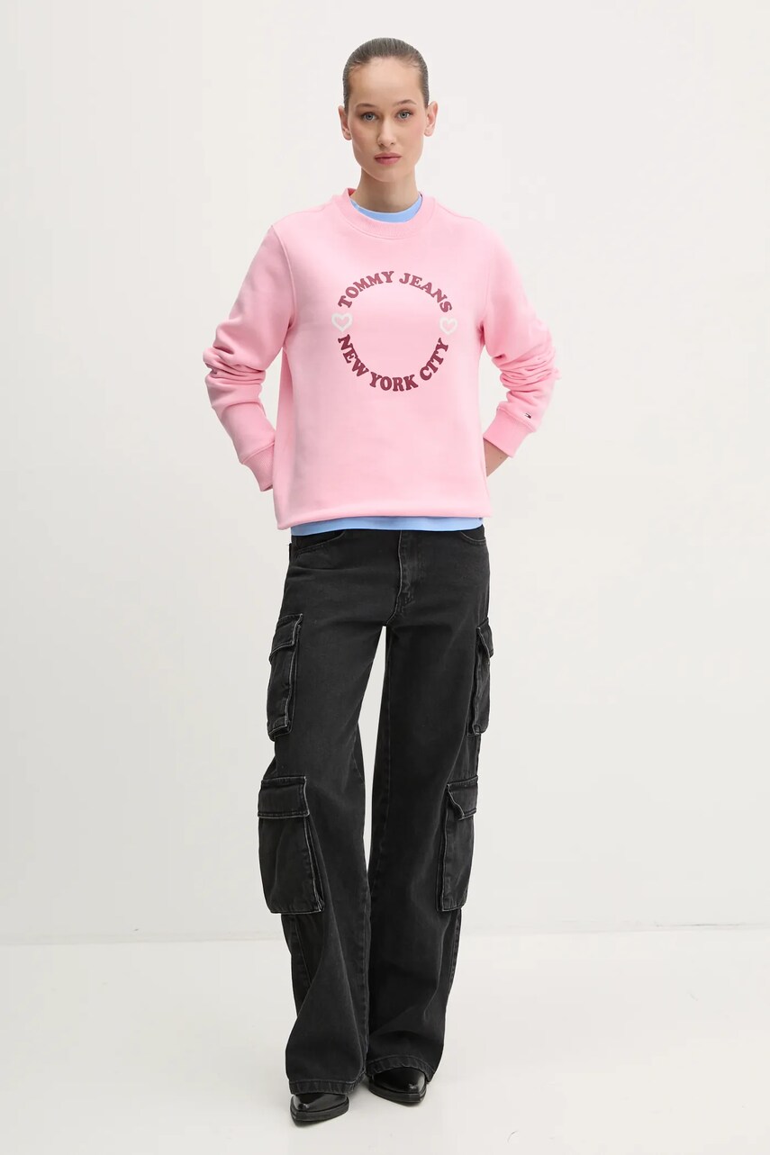 Кофта Tommy Jeans жіноча колір рожевий з принтом DW0DW21770