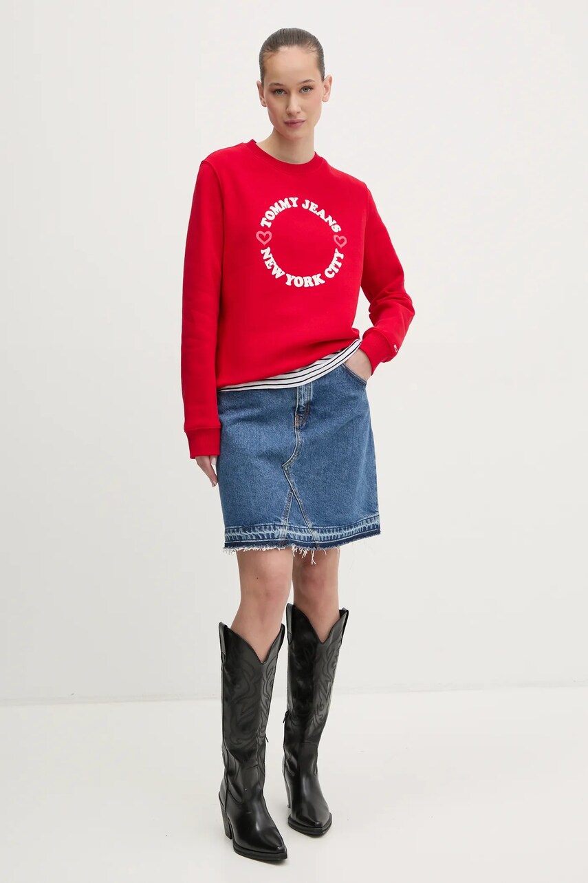 Кофта Tommy Jeans жіноча колір червоний з принтом DW0DW21770