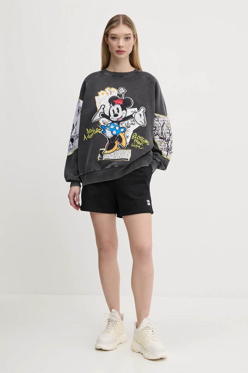 Бавовняна кофта Desigual MINNIE жіноча колір сірий з аплікацією 25SWSK25