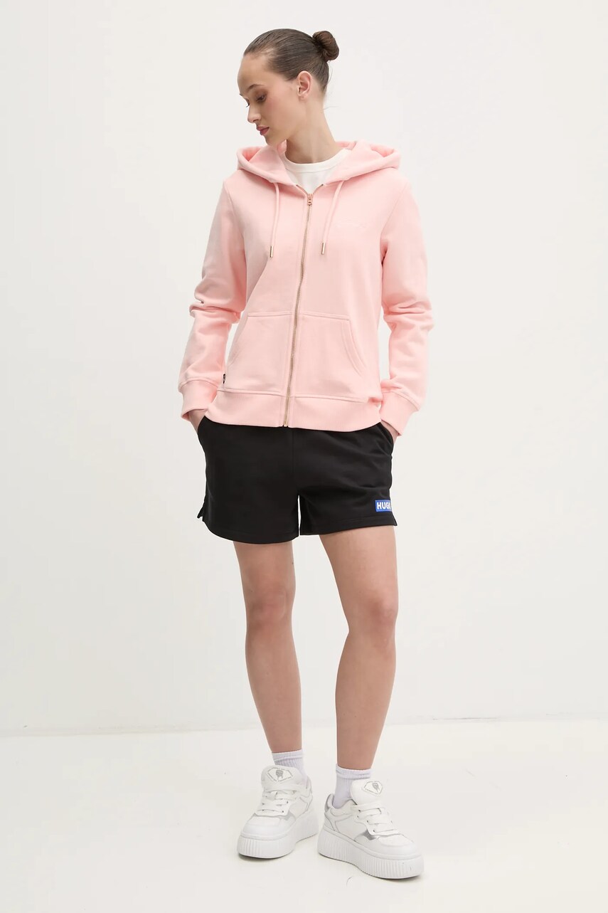 Бавовняна кофта Superdry жіноча колір рожевий з капюшоном однотонна W2012358A-2LY