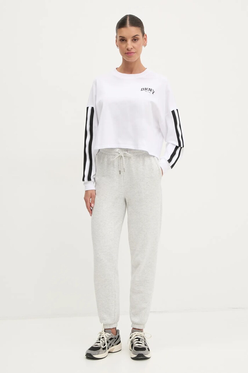 Бавовняний лонгслів Dkny колір білий DP5T1226