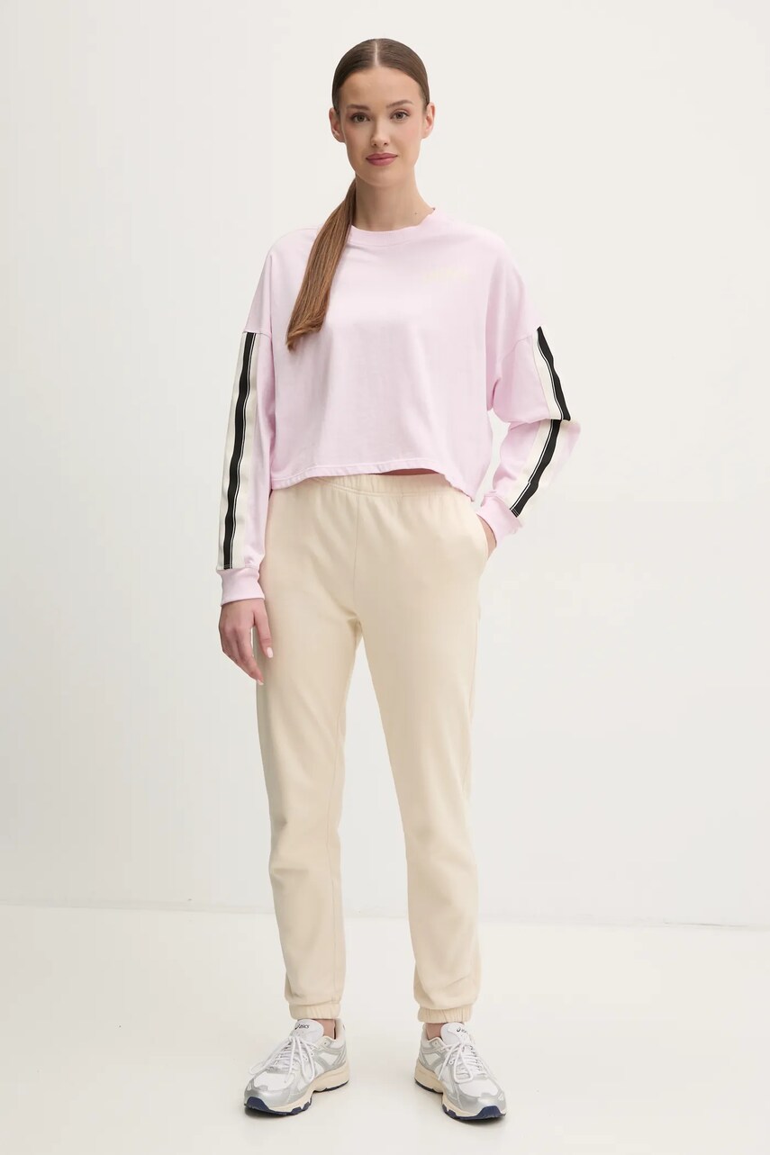 Бавовняний лонгслів Dkny колір рожевий DP5T1226