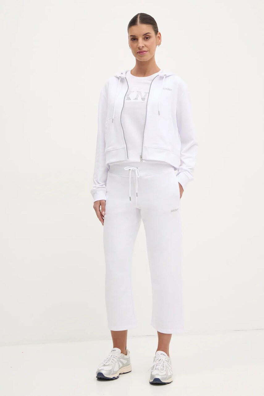 Кофта Dkny жіноча колір білий з капюшоном однотонна DP5J9588