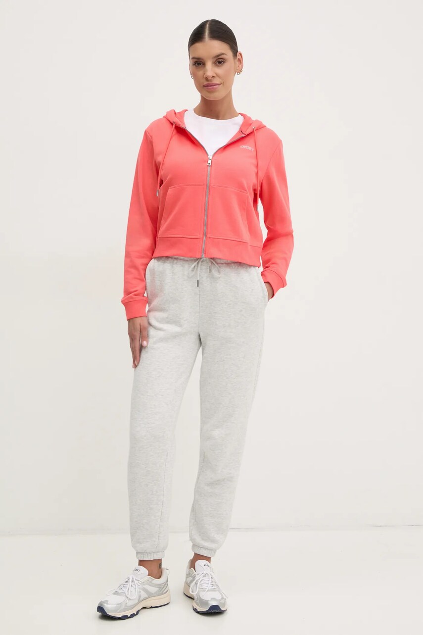 Кофта Dkny жіноча колір рожевий з капюшоном однотонна DP5J9588