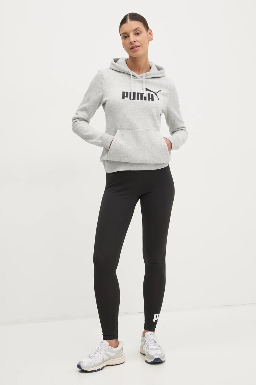Кофта Puma жіноча колір сірий з капюшоном з принтом 682388