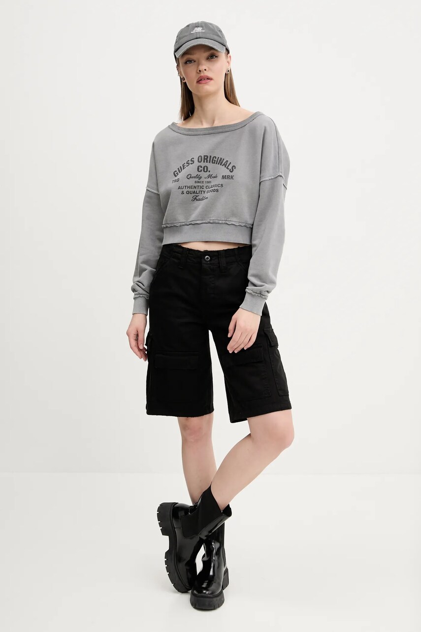 Бавовняна кофта Guess Originals жіноча колір сірий з принтом W5GQ23 K68I4