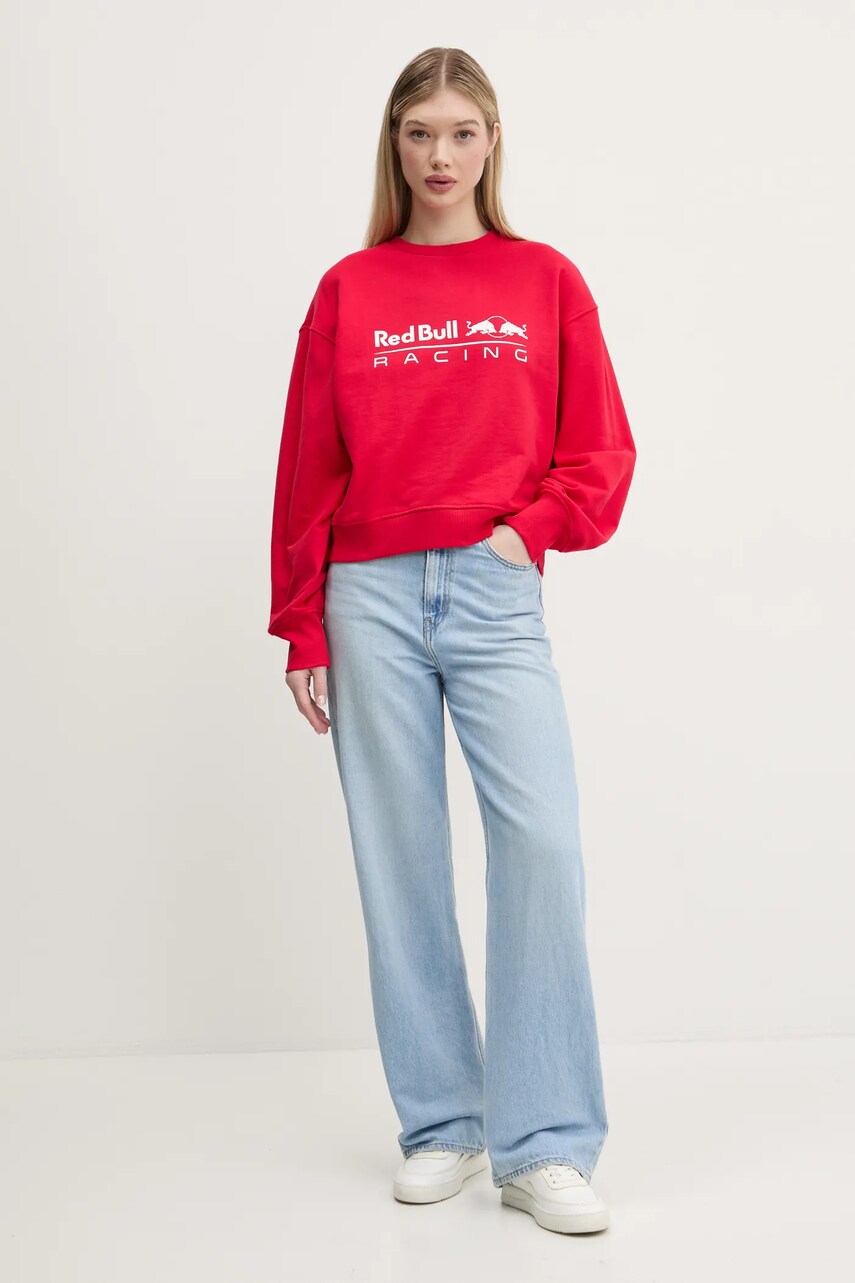 Кофта Red Bull Racing x Pepe Jeans LOGO CREW жіноча колір червоний з принтом RL580012