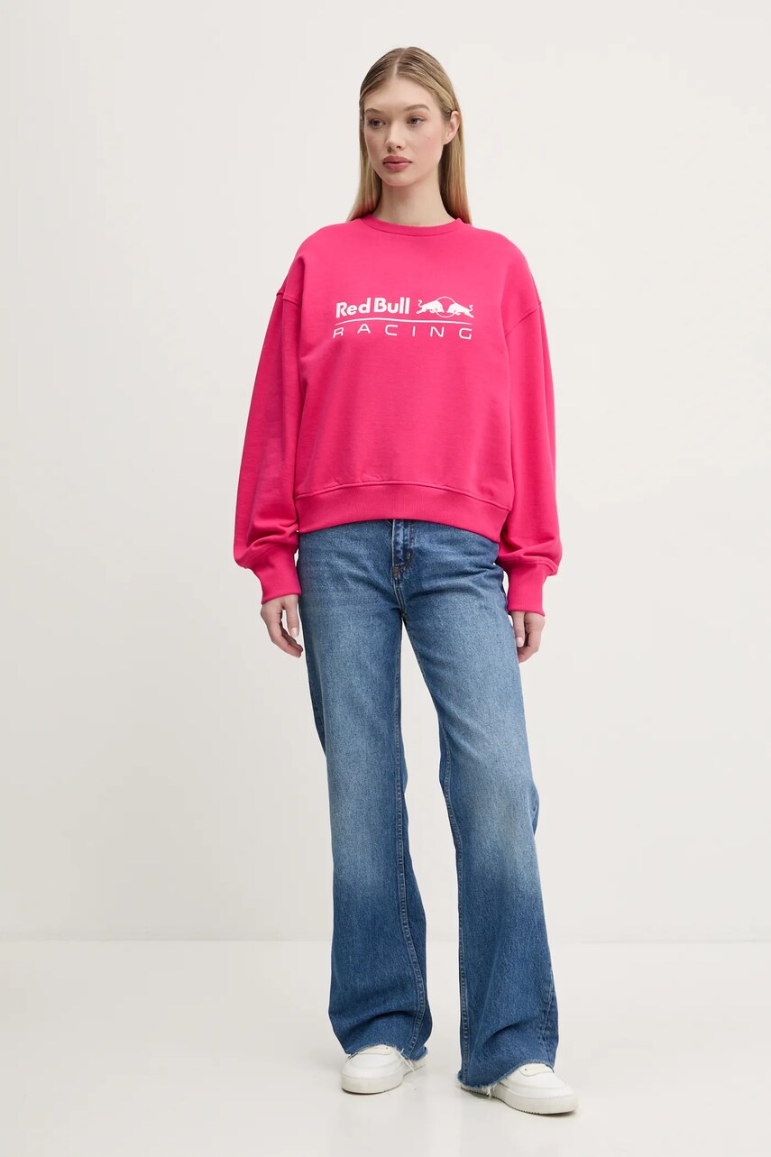 Кофта Red Bull Racing x Pepe Jeans LOGO CREW жіноча колір рожевий з принтом RL580012