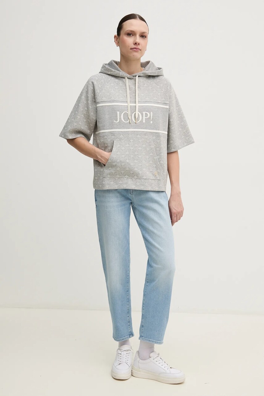 Кофта Joop! жіноча колір сірий з капюшоном візерунок 30046217